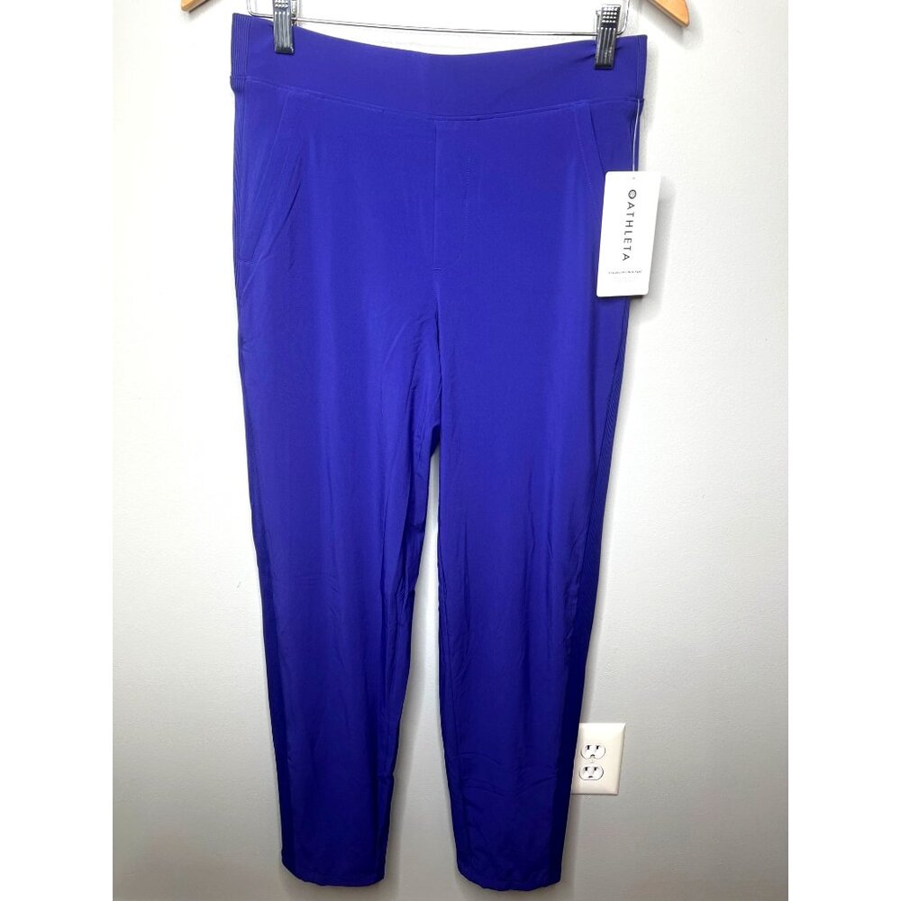 Athleta Womens Brooklyn Lined Pants Purple Ribbed Waist Size 6/T - Picture 10 of 16